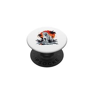 Tête de léopard des neiges, léopard blanc, amateur de léopard des neiges PopSockets PopGrip Adhésif
