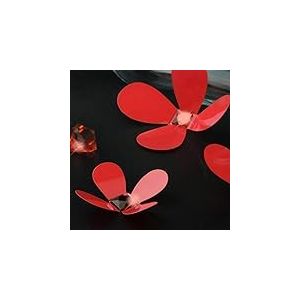 Walplus Stickers muraux Stickers Art cristal 3D Fleurs Rouge Home Restaurant amovible sticker autocollant mural, 10 x 18 x 3,5 cm, lot de 12