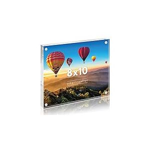 Americanflat Cadre photo en acrylique de 20,3 x 25,4 cm – Cadre double face avec coins magnétiques – Cadre en acrylique transparent pour affichage de bureau ou de table – Cadre photo de 20,3 x 25,4 cm