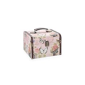 ELLDOO Coffre au tr&eacute;sor papillon en bois + cuir synth&eacute;tique - Bo&icirc;te de rangement d&eacute;corative pour bijoux, bijoux, souvenirs pour filles et femmes - Taille L