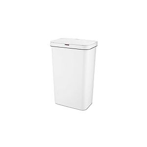 Tower T838005W Poubelle &agrave; capteur rectangulaire avec rev&ecirc;tement ext&eacute;rieur anti-empreintes digitales, plastique, 50 L, blanc