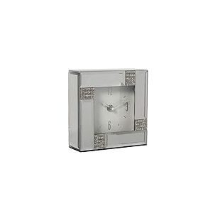 DRW Horloge de Bureau carr&eacute;e en Miroir 14 x 14 x 4,5 cm
