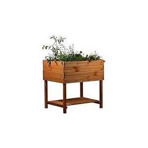 dobar® Jardinière surélevée Cube 2.0 avec Film pour Plantes et étagère – Jardinière surélevée pour Jardin en Bois – 78 x 58 x 78 cm – Marron