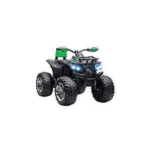 HOMCOM Quad &eacute;lectrique pour Enfant de 3 &agrave; 5 Ans - 12 V 10 Ah - avec Fonction Avant, Marche arri&egrave;re, 2 Moteurs, Port USB, Lecteur de Musique MP3 - V&eacute;hicule pour Enfant de 3 &agrave; 8 km/h - Vert