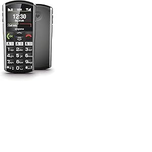 Emporia Simplicity - Téléphone Portable pour Personnes âgées, Volume élevé, écran Couleur 2", Touches Grandes, Bouton SOS, Socle de Charge, M4/T4 Compatible avec Les Aides auditives, Noir (Italie)