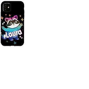 LAURA - Joli prénom de fille avec un cool raton laveur Coque pour iPhone 11
