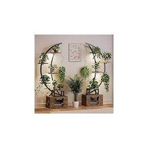 YITAHOME Support de plantes d'int&eacute;rieur avec lumi&egrave;res LED de croissance &agrave; 5 &eacute;tages avec lit pour chat, 165 cm de haut, double sym&eacute;trique, &eacute;tag&egrave;re incurv&eacute;e pour salon, terrasse, balcon