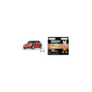 Jamara-MiniCooperSRouge-Echelle1:24-MaquetteVoitureTélécommandée + Piles AA Duracell Optimum (Lot de 8) - Piles Alcalines 1,5V - Jusqu’à 200% Plus Longtemps ou Plus Puissant - Alimentez Vos appareils