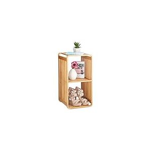 Relaxdays bambou, salle de bain, étagère sur pieds arrondie, carrée, différentes tailles, nature 3 étages, 64,7 x 33 x 33 cm