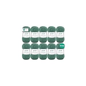 Gr&uuml;ndl Laine Cotton Quick uni &ndash; laine fine pour crochet &ndash; fil &agrave; tricoter &ndash; fil &agrave; crocheter &ndash; brillante et douce pour la peau &ndash; 100% coton &ndash; 10 pelotes 50 g / 125 m &ndash; taille d&rsquo;aiguille 3-4 - gris-vert