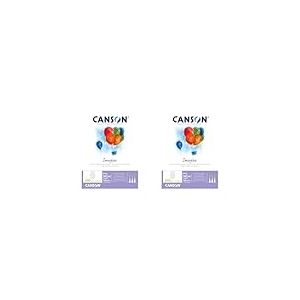 CANSON Imagine - Bloc 50 feuilles - Papier multitechnique - Grain léger - A5-200g/m² - Blanc (Lot de 2)