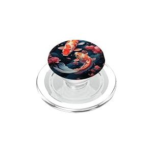 Motif Poisson ko&iuml; Asiatique Oriental Cerisier Fleurs japonaises PopSockets PopGrip pour MagSafe