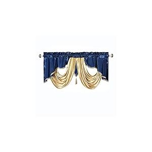 GOHD Valarie Jupe de fenêtre en Taffetas avec Ruban en Satin Doux pour décoration d'intérieur Bleu Ciel Nocturne 54 x 45 cm