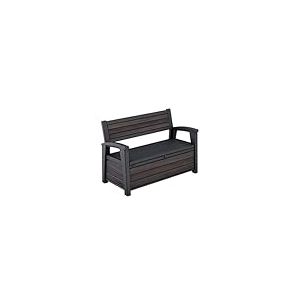 Keter Banc de Rangement Extérieur Deco Coat - 227L de Stockage - Dimensions : 130 x 60 x 85 cm - Résine Résistante aux Intempéries, Finition Bois Rosewood