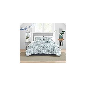 Poppy & Fritz | Olivia Collection | Parure de lit r&eacute;versible 100% Coton, Douce et Respirante, avec Fermeture &eacute;clair, Comprend Une taie d'oreiller Assortie, lit jumeau, Bleu
