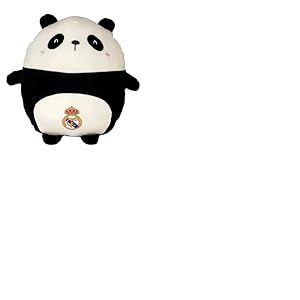 CyP Brands- Real Madrid Poupée en Peluche Ours Panda 30 cm Blanc et Noir Produit Officiel