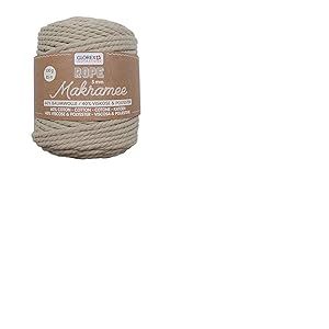 Glorex 5 1007 12 – Corde macramé 5 mm, fil textile super doux en 60% coton / 40% viscose, pour crochet, tricot, nouage et confection de textiles, 500 g, env. 85 m, taupe