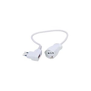 Poly Pool - PP2632X Mini rallonge &eacute;lectrique Multifonction avec c&acirc;ble &eacute;lectrique Blanc 40 cm - Prise 10 A Gain de Place et Prise Grand Schuko 10 A/16 A 2P+T Pluristandard - Rallonge avec Interrupteur