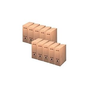 Leitz Lot de 10 boîtes d'archivage Premium avec rabat de fermeture - 100% recyclables - Certifié FSC - Marron naturel