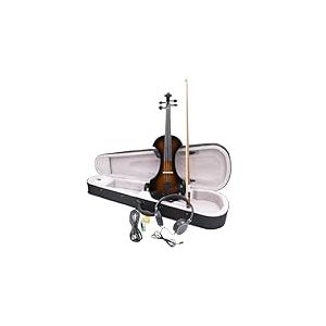 Arvada WN009 - Violon électrique 4/4, Micro actif intégré, Comprend étui, archet, câble, casque, résine et batterie