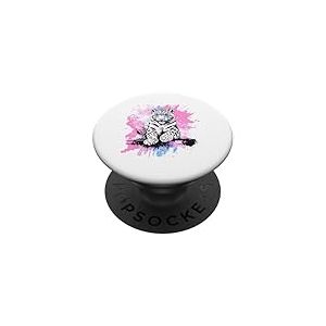 Tête de léopard des neiges, léopard blanc, amateur de léopard des neiges PopSockets PopGrip Adhésif