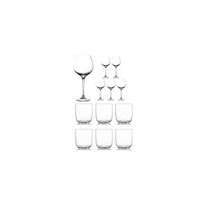 Wintem Verres à eau en verre – Set de verres 12 pièces avec 6 verres à vin rouge 58 cl et 6 verres en verre 27 cl