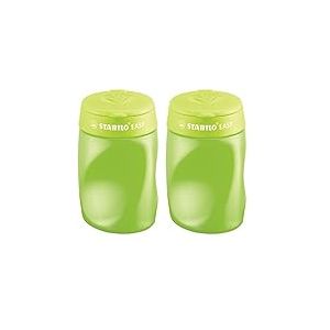 Taille crayon ergonomique - STABILO EASYsharpener - vert - avec réservoir - Droitier (Lot de 2)