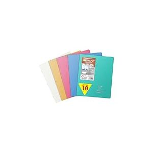 Clairefontaine 951841C Lot de 10 Cahiers Agraf&eacute;s Koverbook Silver - 17x22 cm - 96 Pages Lign&eacute;es avec Marge - Papier Blanc 90 g - Couverture Polypro Opaque - Couleur Al&eacute;atoire