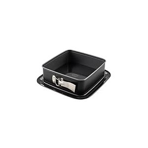 Dr. Oetker Moule à charnière carré avec fond de service en émail – Parfait pour gâteaux et tartes, 29 x 29 x 8,5 cm, antiadhésif, résistant à la chaleur, noir/argenté