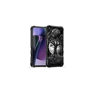 EFGWSDER Coque pour Galaxy S24 FE, Double Couche, Protection de qualité Militaire Contre Les Chutes, résistante aux Chocs pour Samsung Galaxy S24 FE 5G 6,7" 2024, Arbre de Vie et Lune