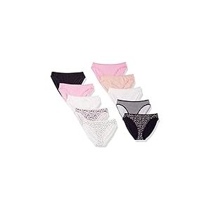 Amazon Essentials Culotte en Coton Taille Haute (Disponible en Grande Taille), Respirant Femme, Lot de 10, Fleuri/Multicolore/Points/À Carreaux, 44