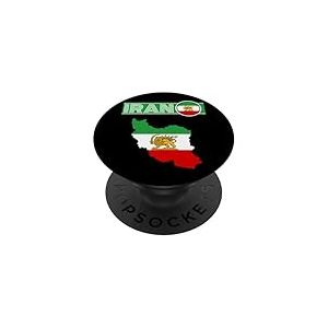 Drapeau du Soleil du Lion de l'Iran, Carte de l'Iran, Drapeau de l'Iran, Drapeau de l'Iran. PopSockets PopGrip Adh&eacute;sif