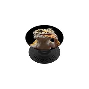Gecko léopard mangeant de la pizza pour les amateurs de gecko léopard PopSockets PopGrip Adhésif