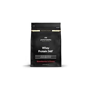 The Protein Works &ndash; Whey Prot&eacute;ine 360 Pure Avec Shaker et Cuill&egrave;re Gratuits &ndash; Fraise &agrave; la Cr&egrave;me, 600g