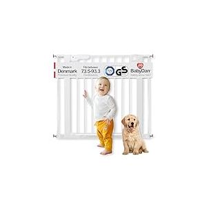 BabyDan Premier, Pressure Fit Stair Gate, 73.5-93.3 cm, Baby Gate/Safety Gate, Metal, White, Made in Denmark - (Pet Gate/Dog gate)