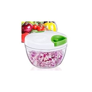 Mini Hachoir Manuel 500 ml, Hachoir &agrave; Ficelle pour Ail & Oignons, Coupe-L&eacute;gumes Portable Sans BPA, Hache-Viande L&eacute;ger pour Fruits, Noix, Herbes &ndash; Facile &agrave; Nettoyer