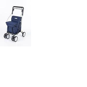 Carlett - Lett800 Comfort Move | Chariot de Courses Pliable | avec 4 Roues avec siège | Produit Médical Classe I Homologué | Sac Amovible 29L/15kg | Plateau Porte-Objets | Marine