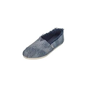 TOMS Women's, Alpargata Crochet Slip-on, Dark Sky Textured Denim Fray, 38 EU