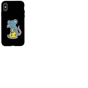 Grumpy Mouse Pelle &agrave; Pizza c&acirc;line Coque pour iPhone X/XS