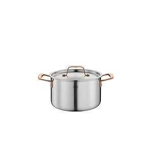 Spring Gourmet Casserole multicouche avec couvercle en acier inoxydable, passe au four, avec graduation intérieure, Ø 20 cm, hauteur 12 cm, 3,7 l, or rose