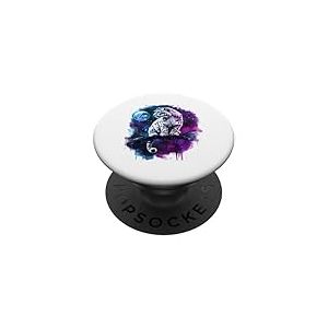 Léopard des neiges, animal léopard blanc, visage de léopard des neiges PopSockets PopGrip Adhésif
