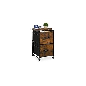 Relaxdays Caisson de Bureau, 2 tiroirs, Design Industriel H x L x P : env. 68 x 40 x 40 cm, Marron et Noir