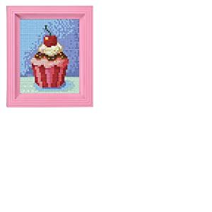 Pixel P31228 Emballage cadeau mosaïque Cupcake, image pixel avec cadre, système d'emboîtement très simple, sans repassage ni collage, tesselles en bioplastique