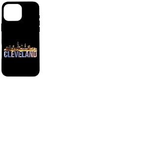 The Land Night Downtown Cleveland Skyline Art Ohio Downtown Coque pour iPhone 16 Pro Max