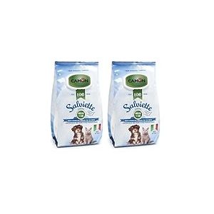 Camon Lingettes nettoyantes pour Le Nettoyage des Cheveux, Parfum Mousse et Aloe &ndash; 30 x 17 cm &ndash; 100 pi&egrave;ces pour Chiens et Chats (Lot de 2)