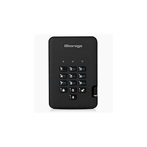iStorage diskAshur2 SSD 16To Noir - Disque SSD portable sécurisé - Protégé par mot de passe - Résistant à la poussière et à l'eau - Cryptage matériel