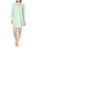 Amazon Essentials Chemise de Nuit à col cranté en Flanelle tissée (Grandes Tailles Disponibles) Femme, Vert Menthe Animaux de la Forêt, XXL