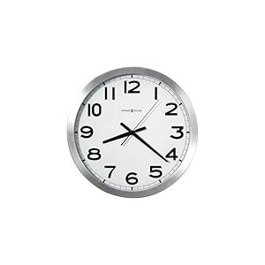 Howard Miller Spokane Horloge Murale 625-450 - Moderne Ronde en Aluminium brossé, Cristal Plat, Cadre en métal Robuste, Accents Noirs Classiques, Mouvement à Quartz