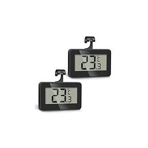 Romon Thermomètre Frigo, 2 Pièce Thermometre Numérique Mini Digital LCD Thermomètre avec Crochet, Thermometre Congelateur Température Capteur Testeur pour Réfrigérateur Cuisine Congélateurs