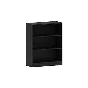 Vida Designs Cambridge Bibliothèque Basse à 3 étagère, Bois Noir, Meuble pour Bureau, Salle de séjour et Chambre